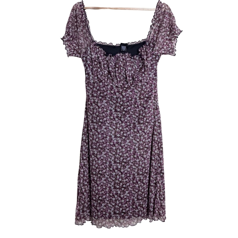 Xhilaration Dress Medium Pink Floral Fairy Mesh Cottagecore Coquette Edge Y2K